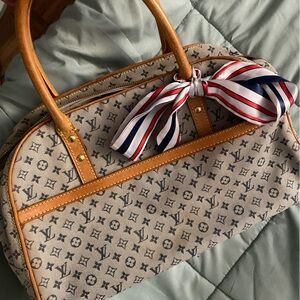 Designer Monogram Tan and Brown Handbag